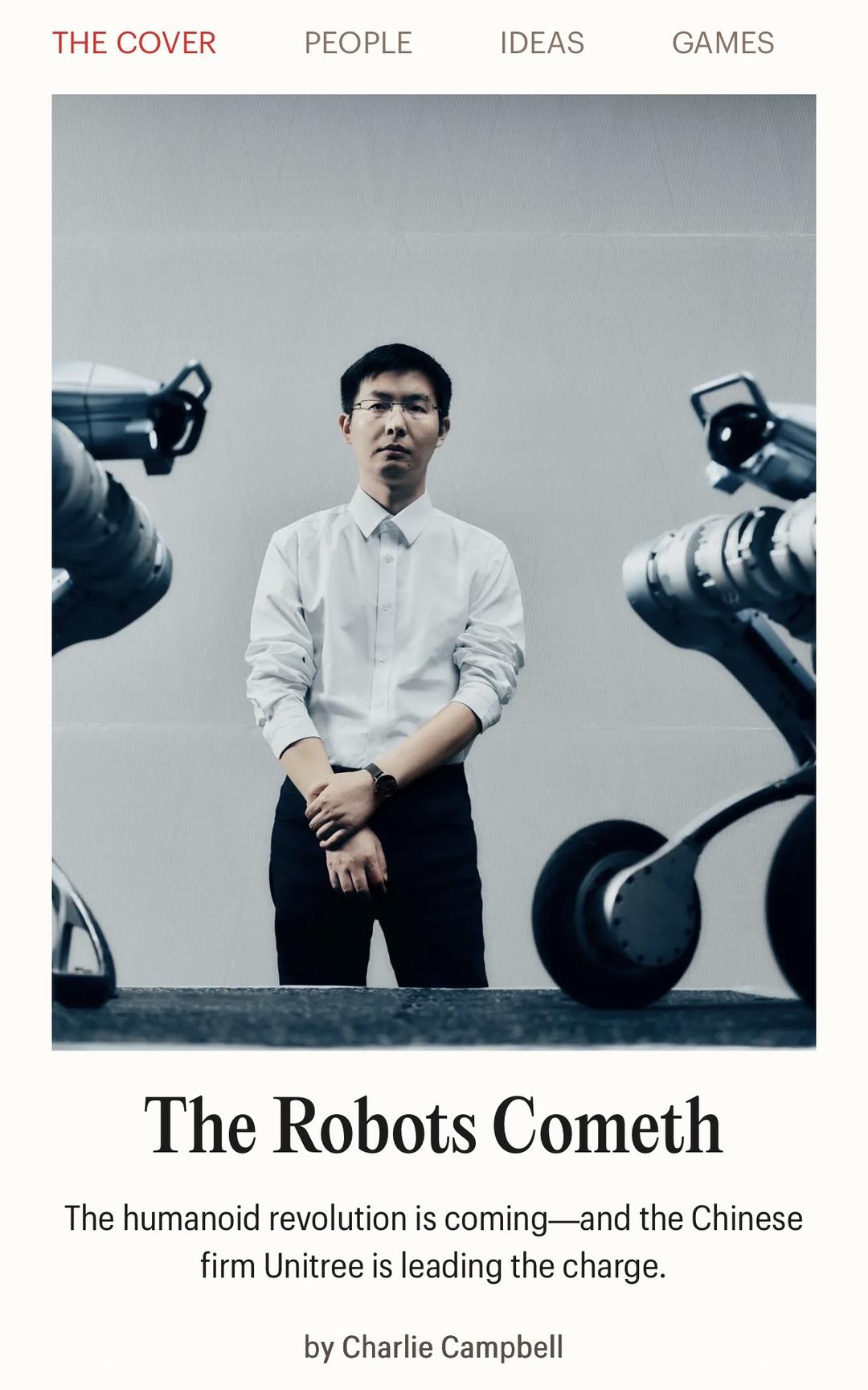 ▲《时代》杂志撰文：机器人来了！人形革命即将到来——中国公司Unitree正在带队
